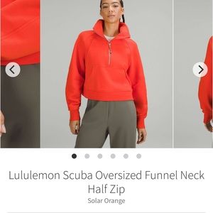 Lululemon scuba oversized funnel neck half zip Solar Orange Sz XS/S Sold Out